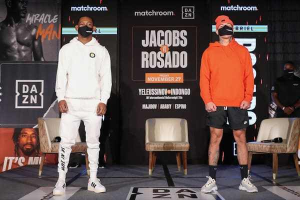 Jacobs y Rosado durante el pesaje