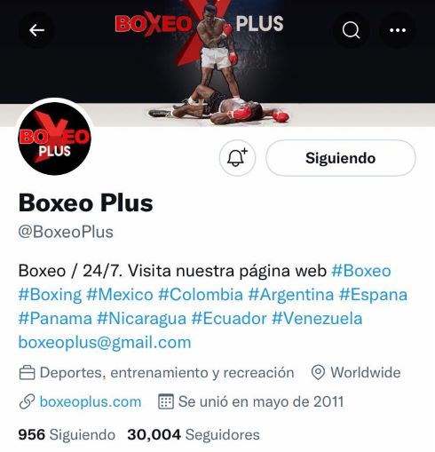 @BoxeoPlus supera los 30 mil seguidores en Twitter