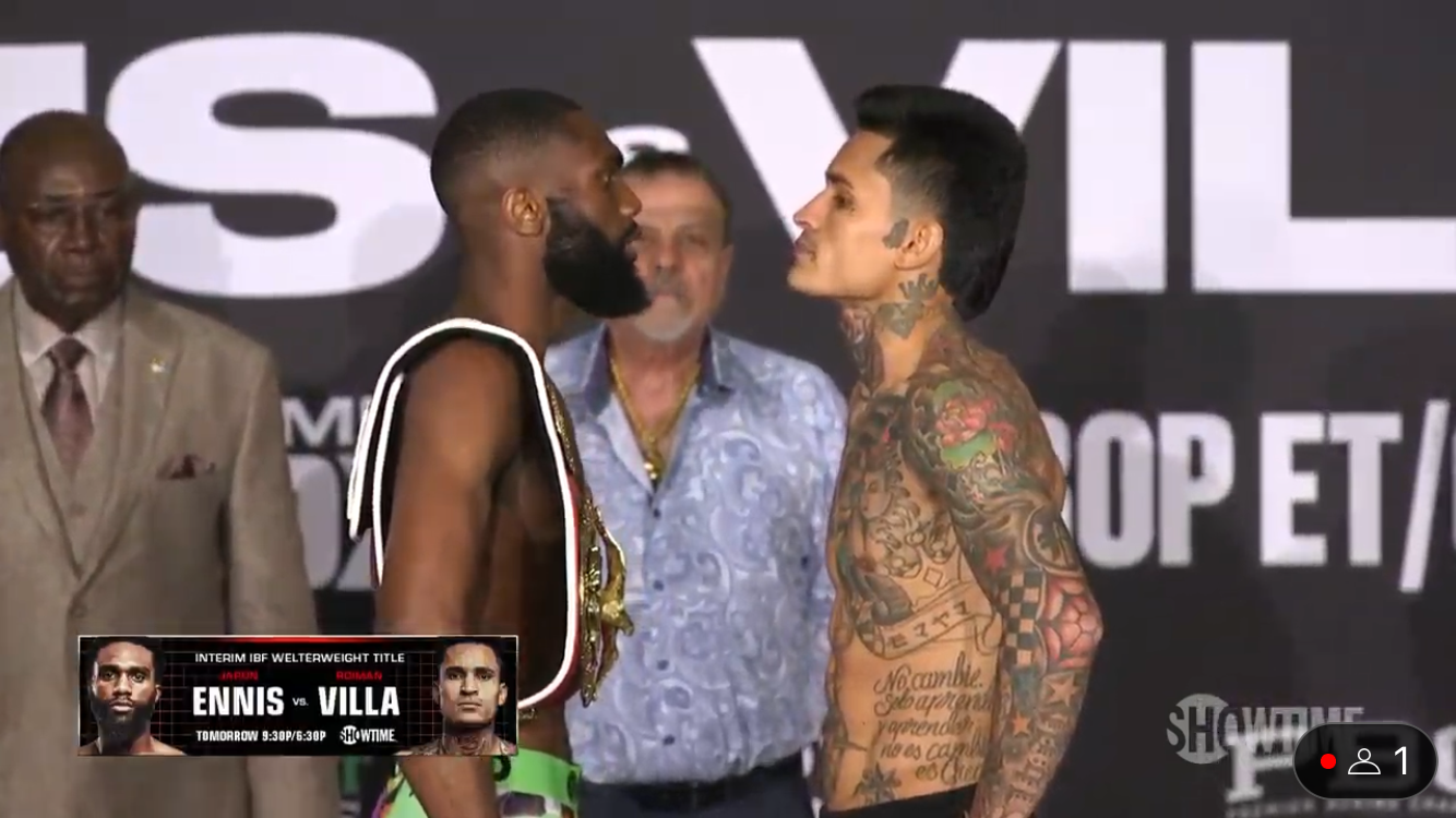 Ennis: 145½ - Villa: 146½ listos para este sábado