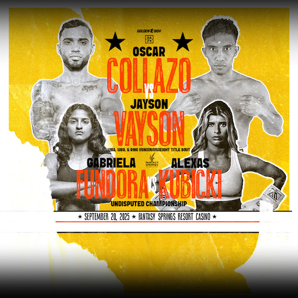 Collazo y Fundora defenderán el 20 de septiembre en Indio.