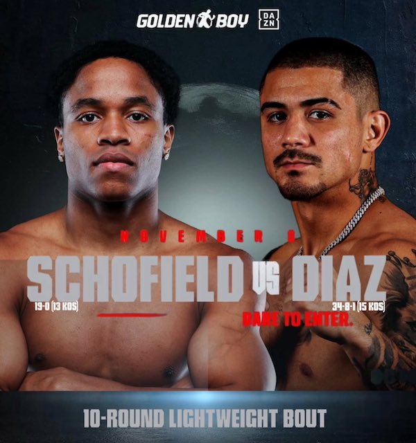 Floyd Schofield vs JoJo Díaz el 8 de noviembre en Fort Worth.