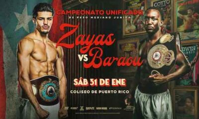Abass Baraou (WBA) y Xander Zayas (WBO) unifican en Puerto Rico.