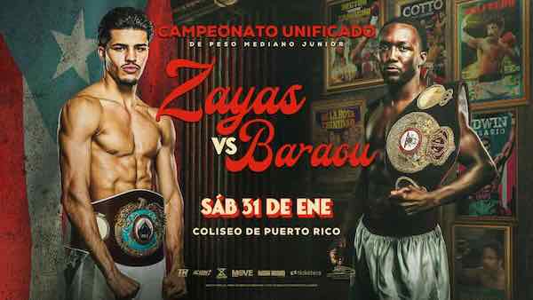 Abass Baraou (WBA) y Xander Zayas (WBO) unifican en Puerto Rico.